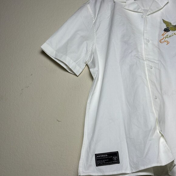 Avirex Short Sleeve Shirt Men L White Button Up Military Tailored Indie w Tags - Picture 6 of 11